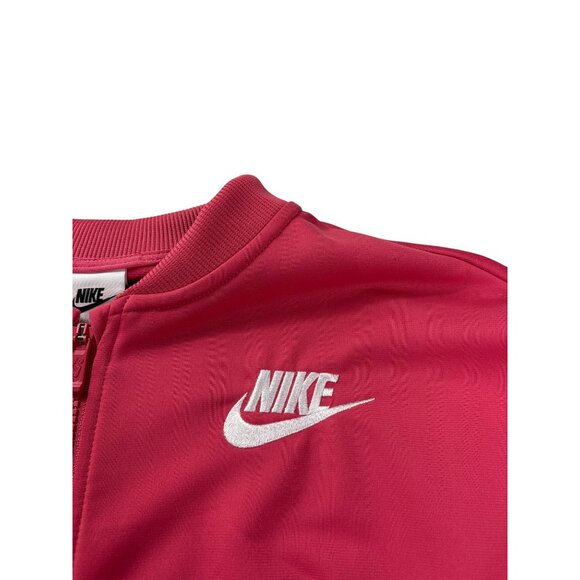 Nike Girls Track Jacket Size XL Full Zip Pink White Spellout - Picture 2 of 6